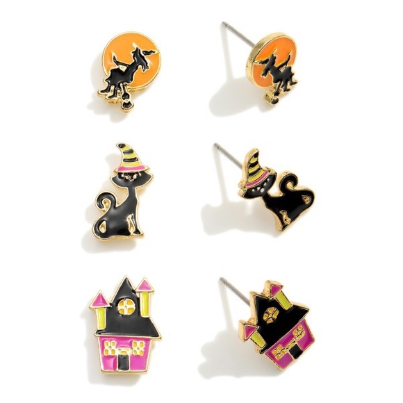 Set of Three Halloween Themed Stud Earrings - Picture 1 of 1